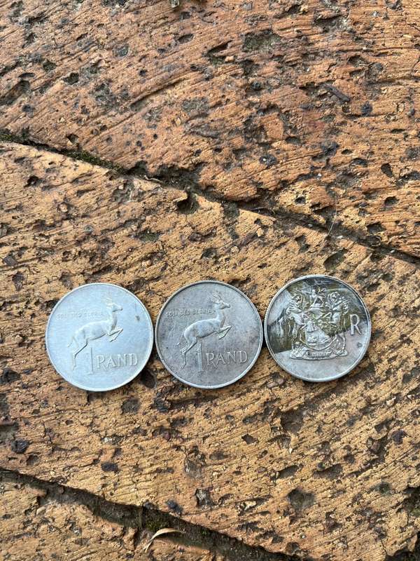 3 x silver South African R1 coins