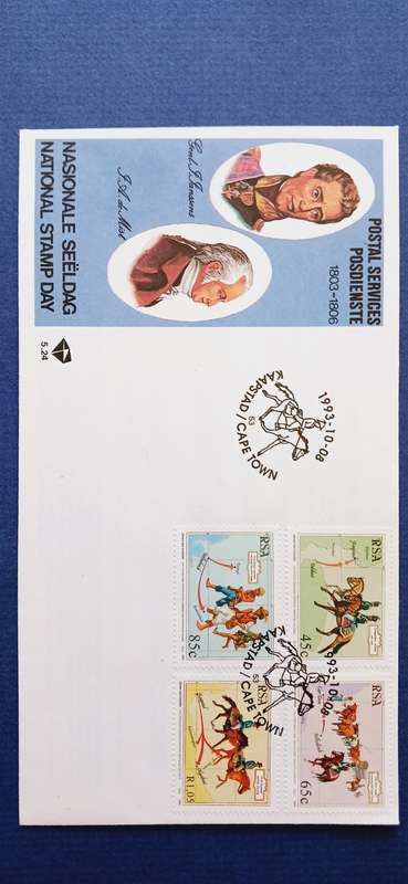 SOUTH AFRICA 1993 NATIONAL STAMP DAY-EARLY 19TH CENTURY POSTAL SERVICES