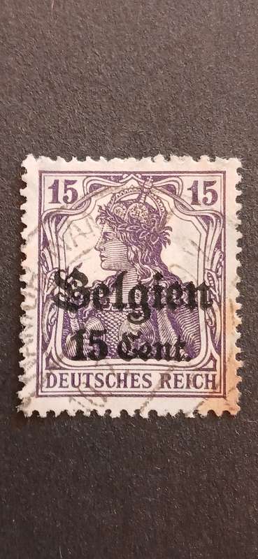 GERMAN WW1 OCC. IN BERLIN 1916 GERMAN EMPIRE POSTAGE STAMPS SURCHARGED F & CENT OVERPRINTED BERLIN