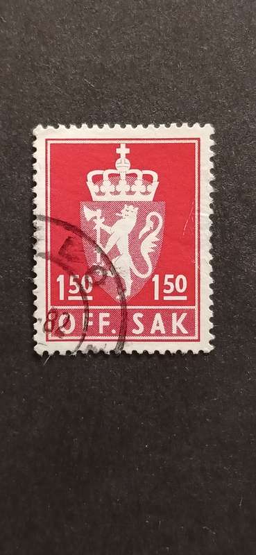 NORWAY 1975-82 OFFICIAL STAMPS-NATIONAL ARMS NEW OFFSET EDITION SMALL NATIONAL ARMS PICTURE