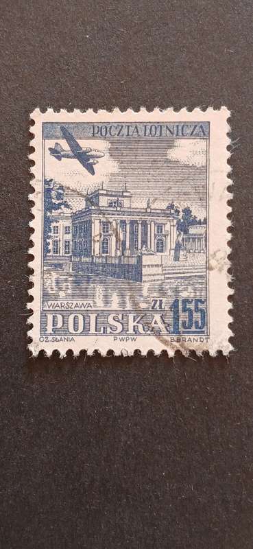 POLAND 1954 AIRPLANE OVER HISTORIC BUILDINGS