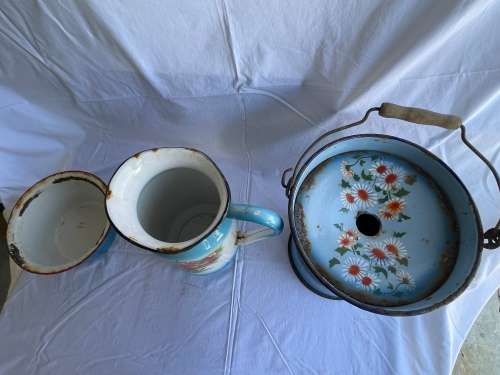 Three Antique Bathroom Containers