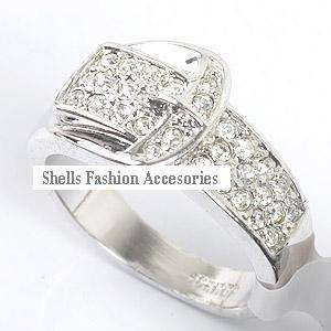 Unique Buckle Style White Gold & Diamond Ring