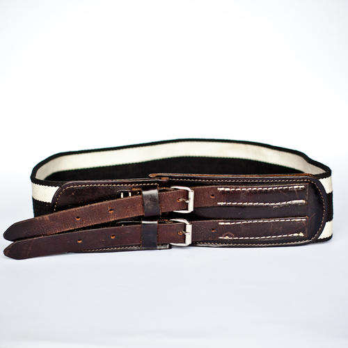 SECONDHAND / Wide Leather Mix Belt / SIZE M