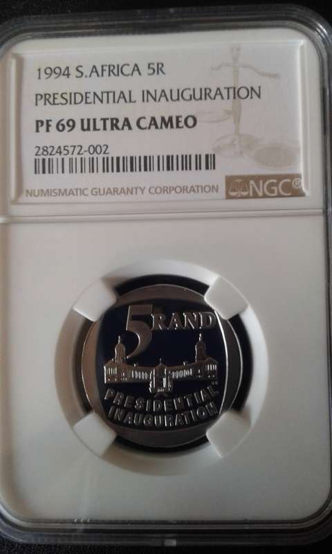 LOW START PRICE 1994 Nelson Mandela Presidential Inauguration PF 69 UC NGC graded R5 coin