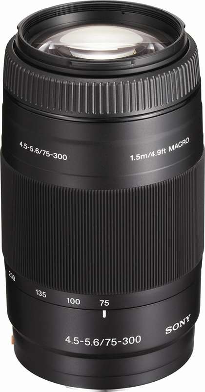 Sony 75-300mm f/4.5-5.6 Compact Super Telephoto Zoom  with Front & Rear Caps + Hood