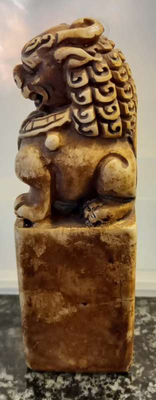 ANTIQUE FOO DOG ORIENTAL STAMP MADE FROM EITHER BONE OR STONE