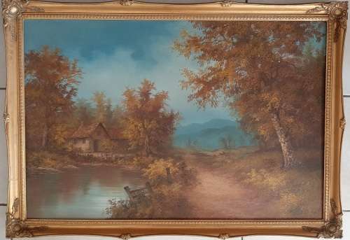 LARGE ORIGINAL OIL PAINTING IN BEAUTIFUL FRAME -SIGNED
