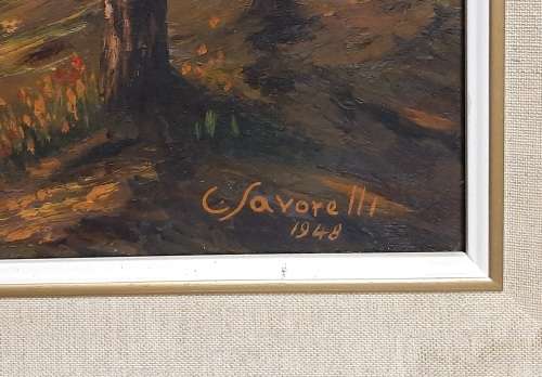 ORIGINAL 1948 FRAMED OIL PAINTING BY C SAVORELLI