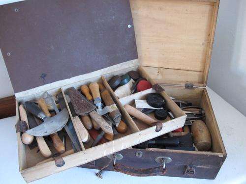 MASSIVE LOT!!! TWO TIERED TOOL BOX FULL OF LEATHER WORKING TOOLS
