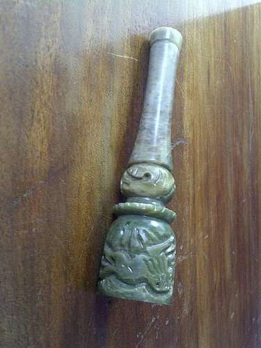 Carved Oriental Alabaster Pipe