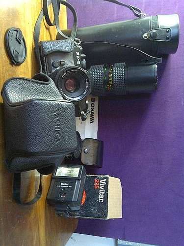 ONE BID! Yashica FX 3; Osawa MC 85 - 300mm F5 Marco Lens; Vivitar 225 Flash; Kenko 2 x CX  MC4 Lens