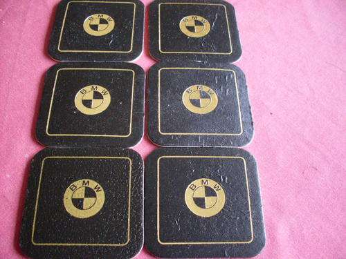 6  BMW coasters Leather and cork.  Boxed