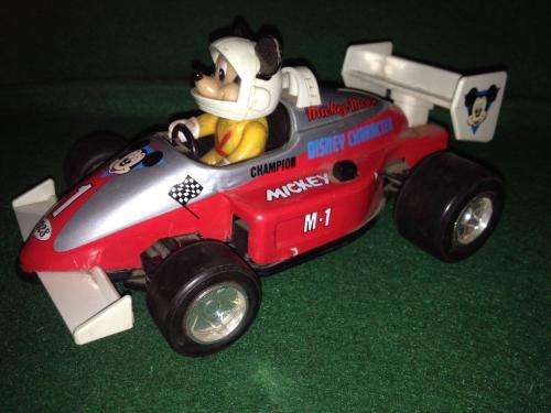 Vintage Mickey Mouse F1 Racer Tin Plate and Plastic 1988 Masudya Corp Japan