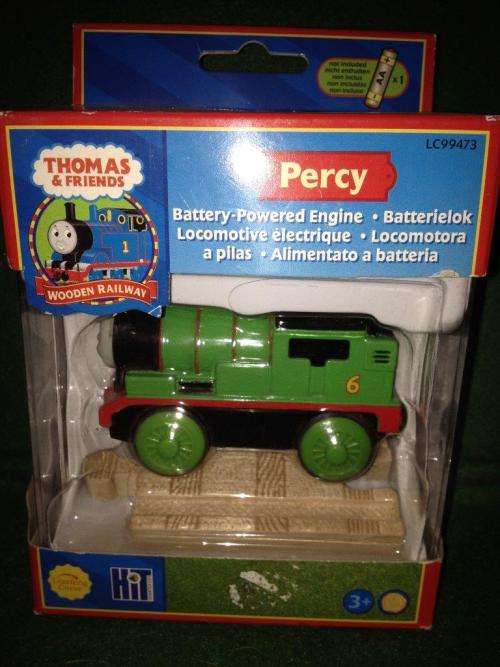 Thomas & Friends - Percy - Wooden Railway - Battery Operated with 1 x track piece