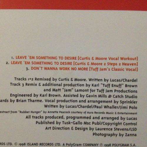 CD - Sprinkle - Leave `em Something to Desire (single)