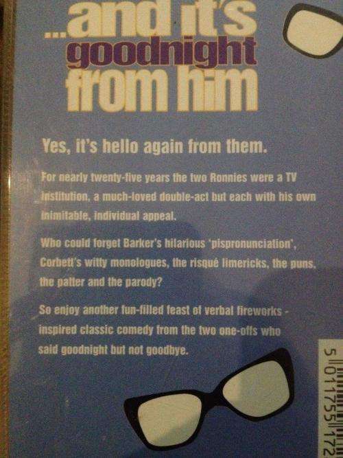 Cassette - The Two Ronnies - It's Goodnight from me...and it's goodnight from him (2 cassettes)