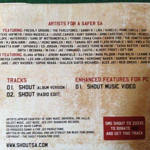 CD - Shout For A Safer South Africa (Single) card cover