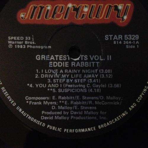 LP - Eddie Rabbit - Greatest Hits Volume II