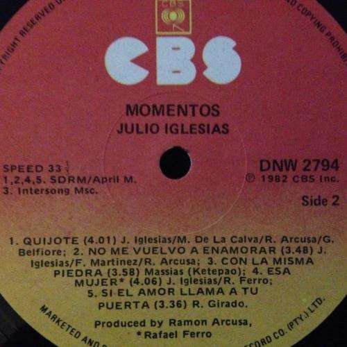 LP -  Julio Iglesias - Momentos