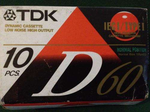 Cassette - Box of 10 TDK D-60 Dynamic Cassettes Low Noise High Output (New Sealed)