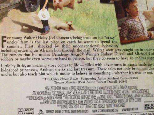 DVD - Secondhand Lions - Caine, Duval, Osment