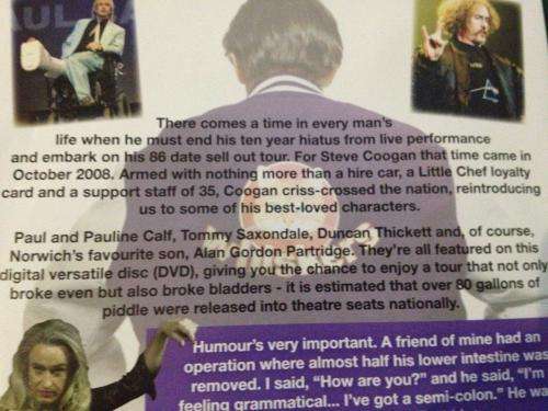 DVD - Steve Coogan As Alan Partridge - LIVE