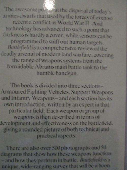 Battlefield - The Weapons of Modern Land Warfare - Christopher Foss / I.Hogg  - Hard Cover 255 pages