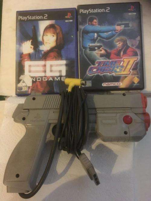 PS2 - G-Con45 Light Gun Time Crisis II & Engame Bundle - See description