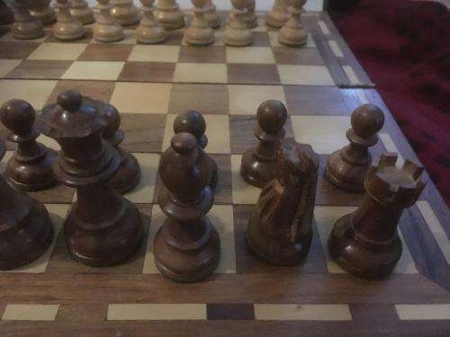 Ulbrich Wooden Chess set, carry case and fold away wooden board