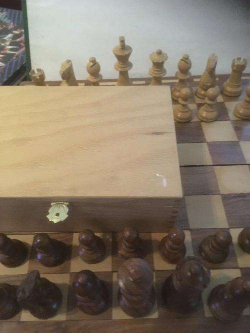 Ulbrich Wooden Chess set, carry case and fold away wooden board