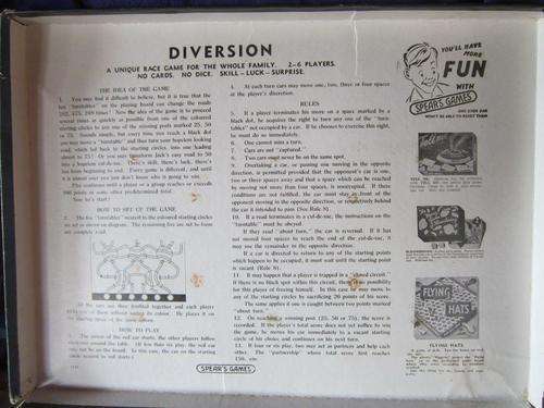 Vintage Diversion board game by spears games Circa 1957