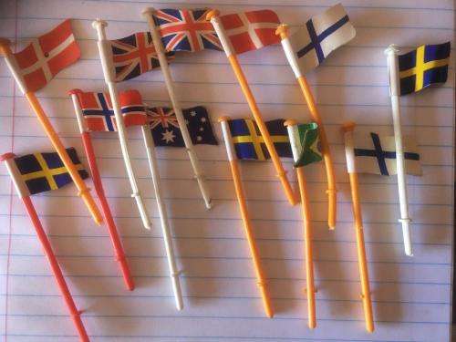 Scalextric - 12 x Flag poles and flags - Made in England Track 1:32 Scale