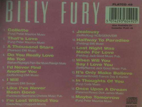 CD - Billy Fury - Halfway to Paradise 16 Greatest Hits
