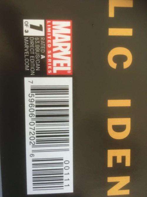 Marvel Iron Man 2 Public Identity 1,2 and 3 of 3  Rated A Direct Edition in packet