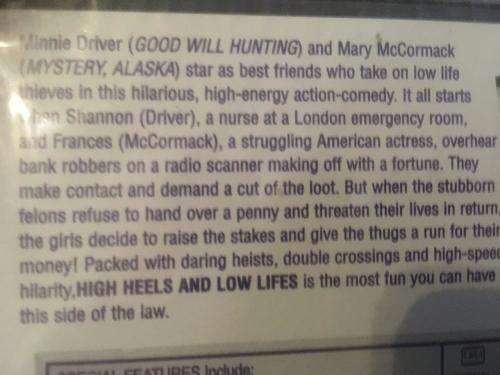 DVD - High Heels and Low Lifes - Minnie Driver Mary McCormack (new sealed)