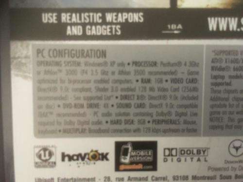 PC - Tom Clancy`s Splinter Cell Double Agent Super Hits
