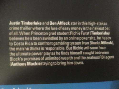 DVD - Runner Runner - Justin Timberlake Gemma Arterton Ben Affleck