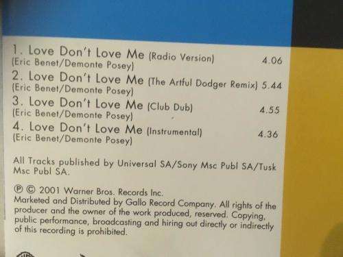 CD - Eric Benet - Love Don't Love Me (single)