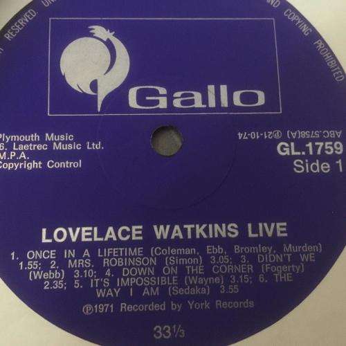 LP - Lovelace Watkin - Live in South Africa (Signed)