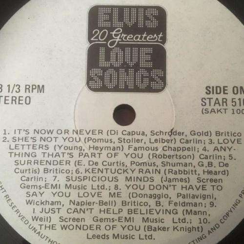 L.P. - Elvis 20 - Greatest Love Songs