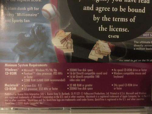 Pc - Who Wants To be A Millionaire Sports Edition (New Sealed) Windows 95