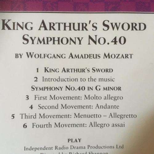 CD - King Arthurs Sword - With Music From Symphony No 40 by Mozart