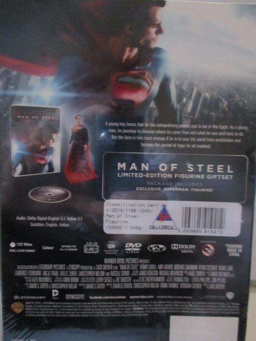 Superman Man of Steel - Limited Edition Figurine Gift Set includes DVD - (New Sealed)