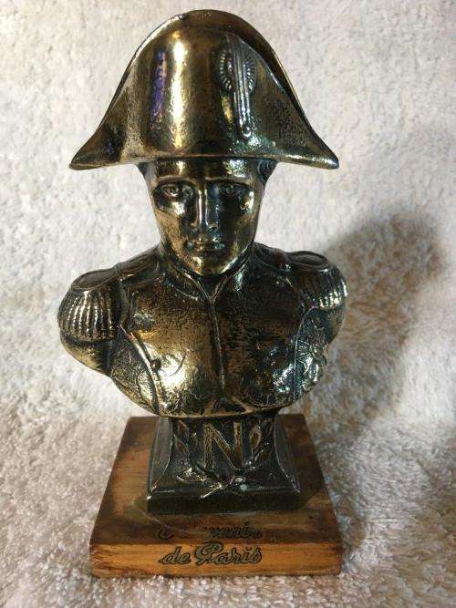 Vintage BUST EMPEROR NAPOLEON BONAPARTE Bronze metal statue 5" Made France RC365