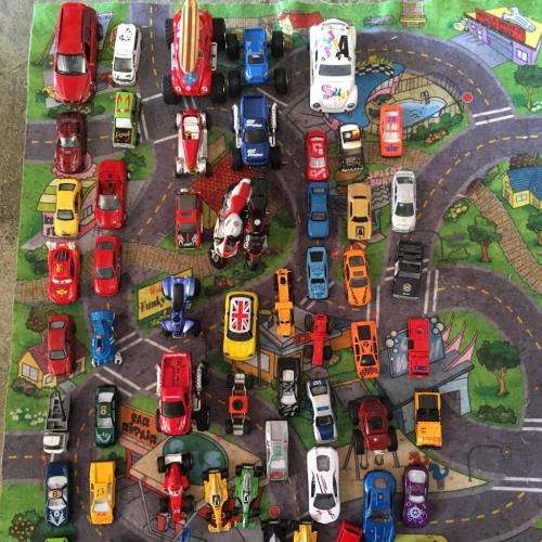Job Lot of 59 Die Cast cars + Play Mat - See Pics and Description.