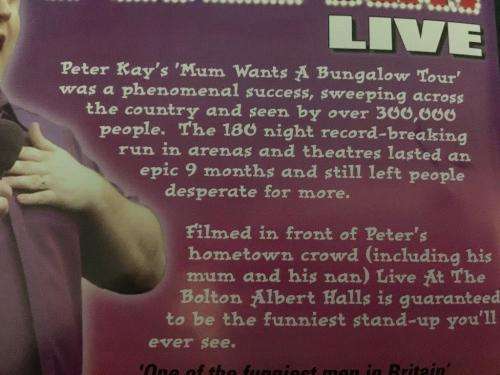 DVD - Peter Kay Live at the Bolton Albert Halls