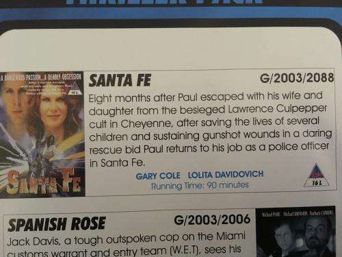 DVD - Thriller Pack - Sante Fe & Spanish Rose  2 Full length feature films on 1 disc