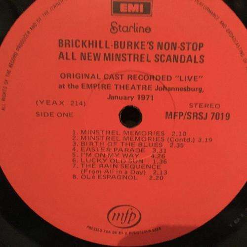 L.P. - All New Minstrel Scandals - African Consolidated Theatres Presents Brickhill-Burke's NON Stop