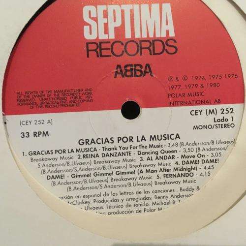 L.P. - ABBA - Gracias Por La Musica